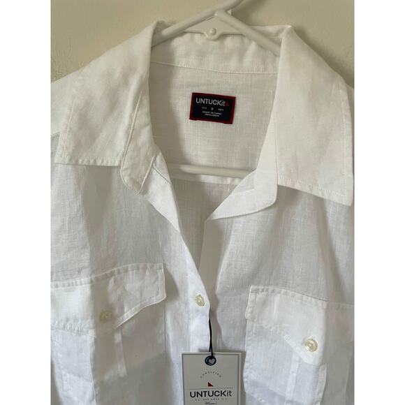 UNTUCKit Linen Cotton Button Down Long Sleeve Shirt White Size 16 Plus NEW - Picture 4 of 9